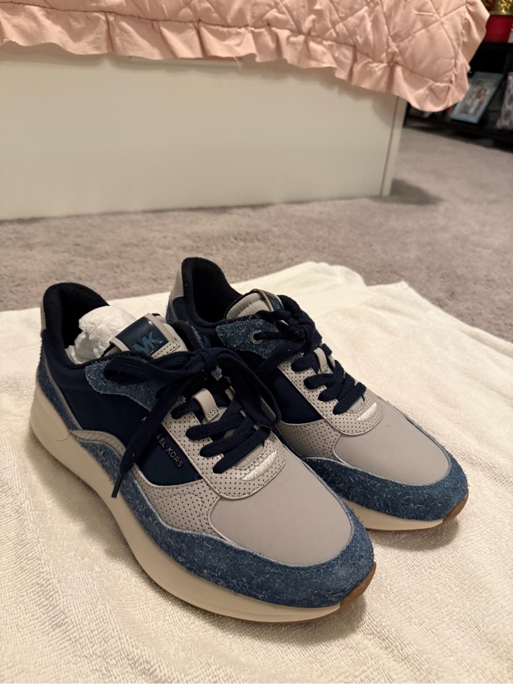 Michael Kors Women’s Navy and Light Gray Casual Lace-Up Sneakers